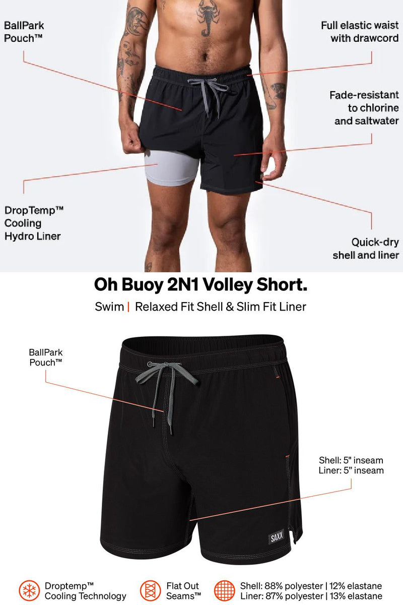 SAXX Oh Buoy 5" Swim Shorts SXSW03L-HSB (H2O Stripe Blue)