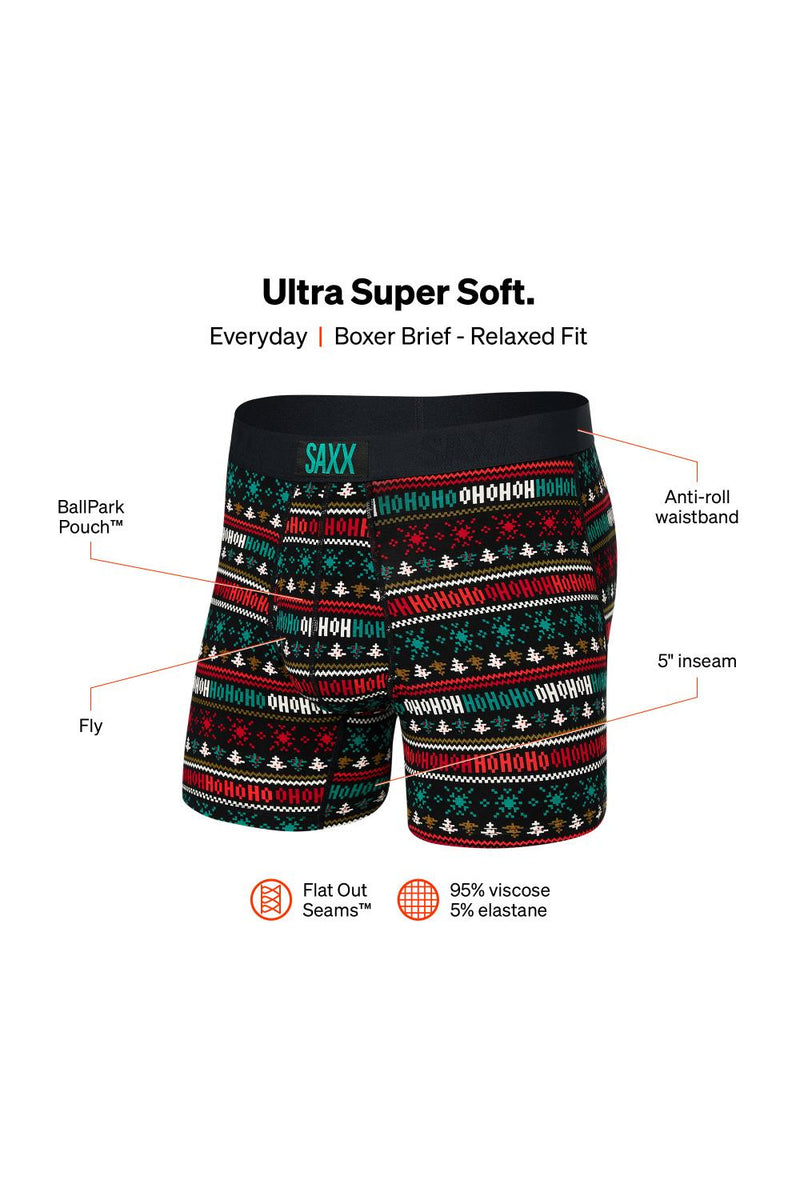 SAXX Ultra Boxer Brief SXBB30F-HWS (Holiday Sweater-Black)