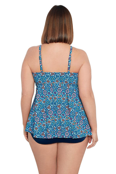 Penbrooke Tile Play Plus Size V-Neck Tankini, Multi (60200030X)