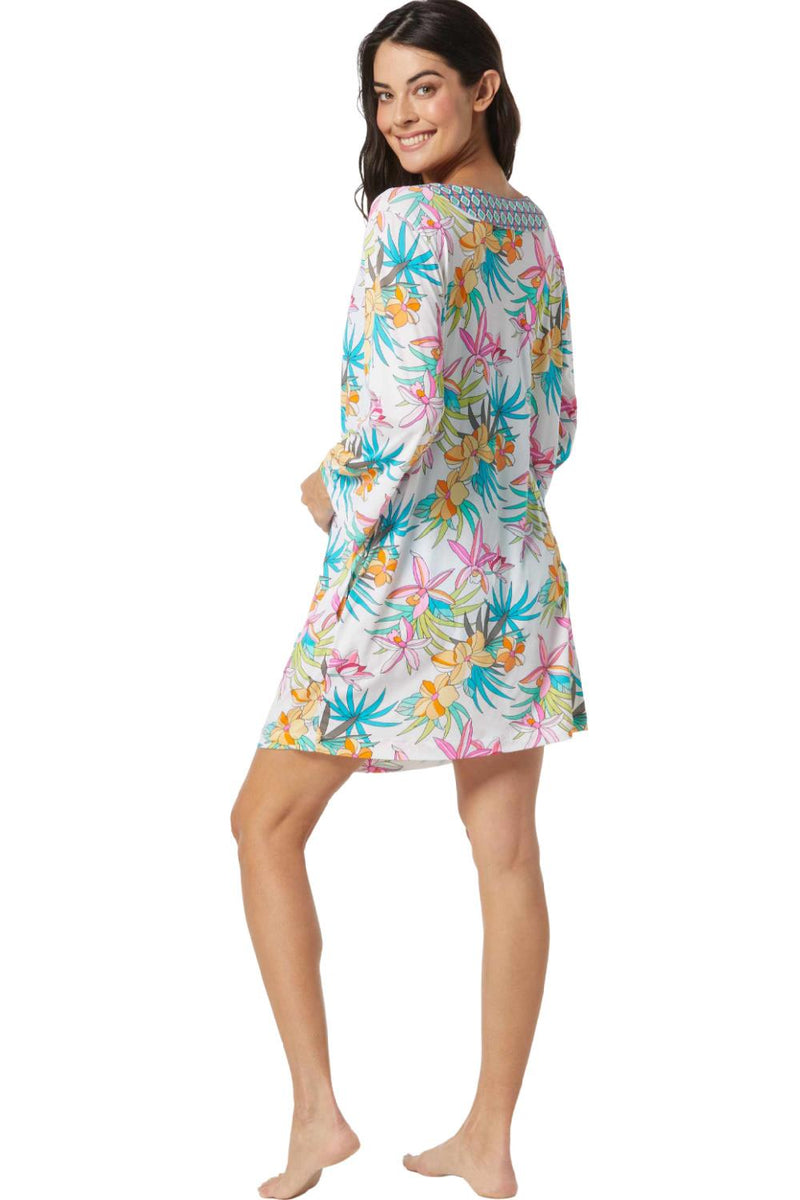 Beach House Swim Tropic Bloom Faye Kaftan, White (H3A592)