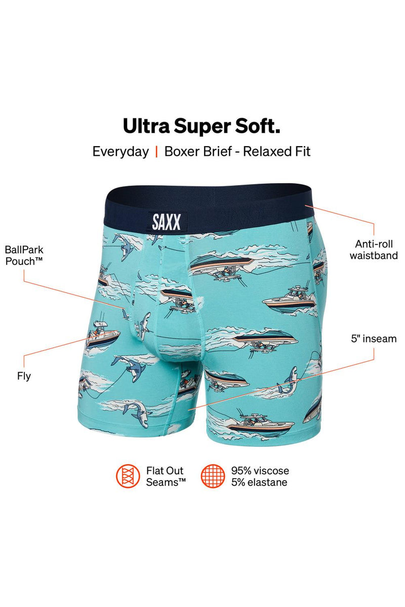 SAXX Ultra Boxer Brief SXBB30F-SSK (Shark Ski-Turquoise)