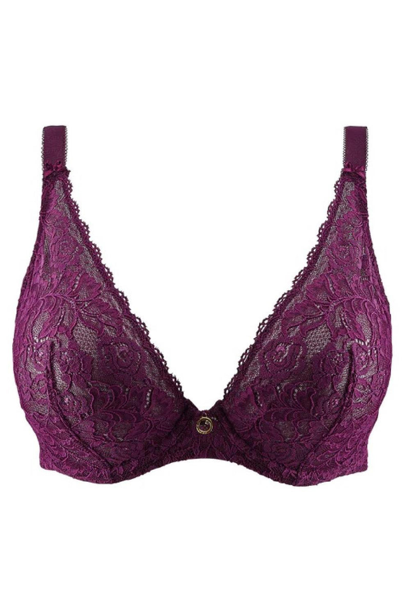 Aubade Rosessence Comfort Underwired Triangle Plunge Bra, Berry (HK12-2-6)