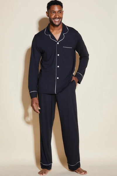 Cosabella Bella Men's Classic L/S Top & Pant Pajama Set AMORE9441 Black/Ivory