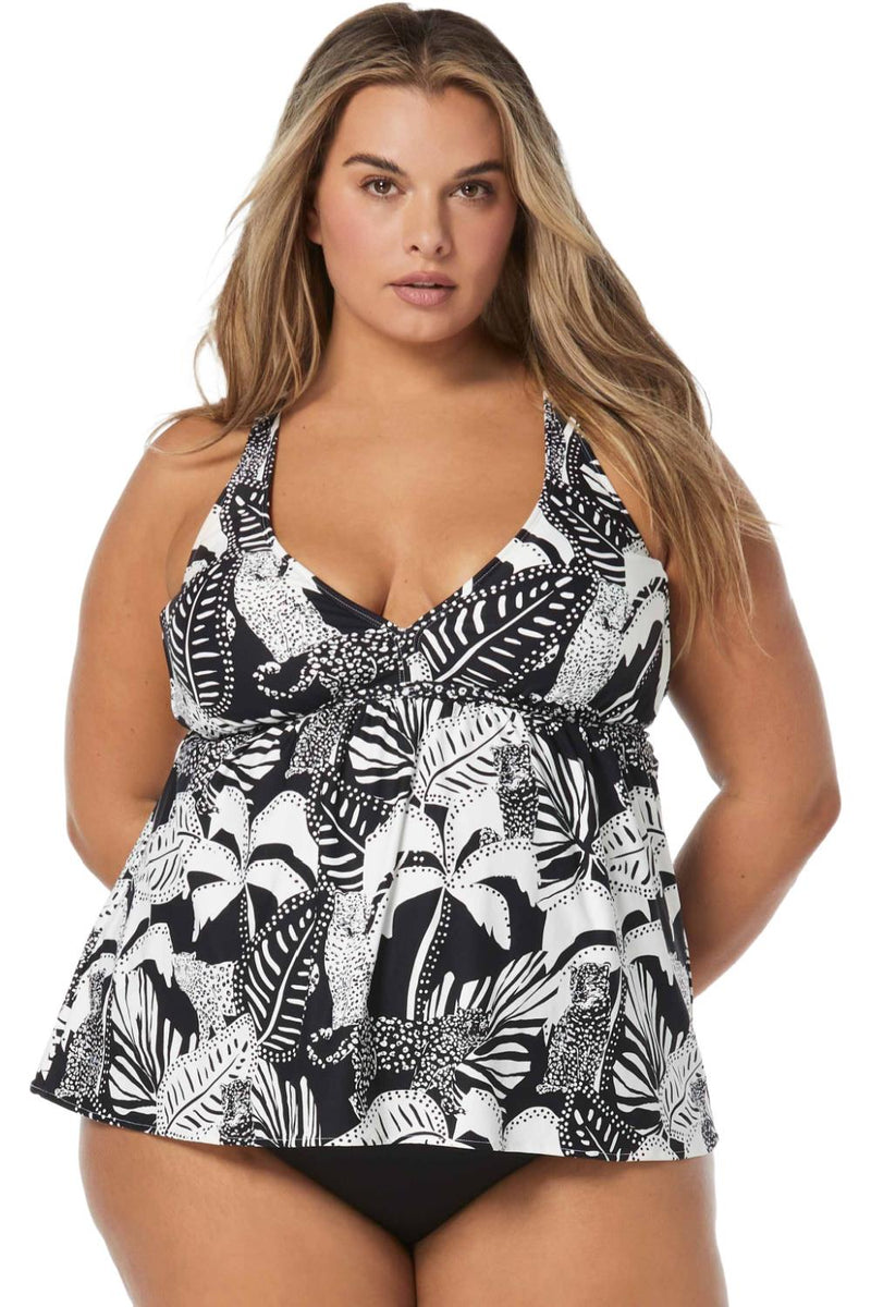 Coco Reef Midnight Jungle Sublime Bra Sized Underwire Tankini, Cast-Black (U6A499)