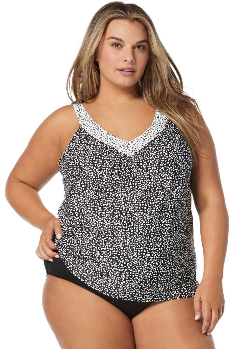 Coco Reef Island Cheetah Core V-Neck Bra Sized Underwire Tankini U7A382