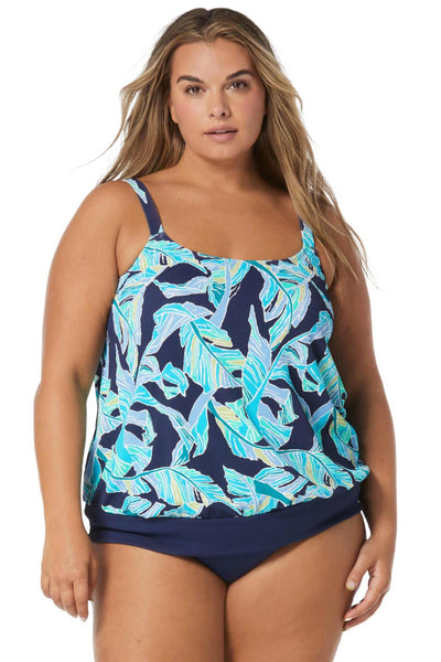 Beach House Women Seaglass Palm Sarah Tankini, Admiral (HW2D140)