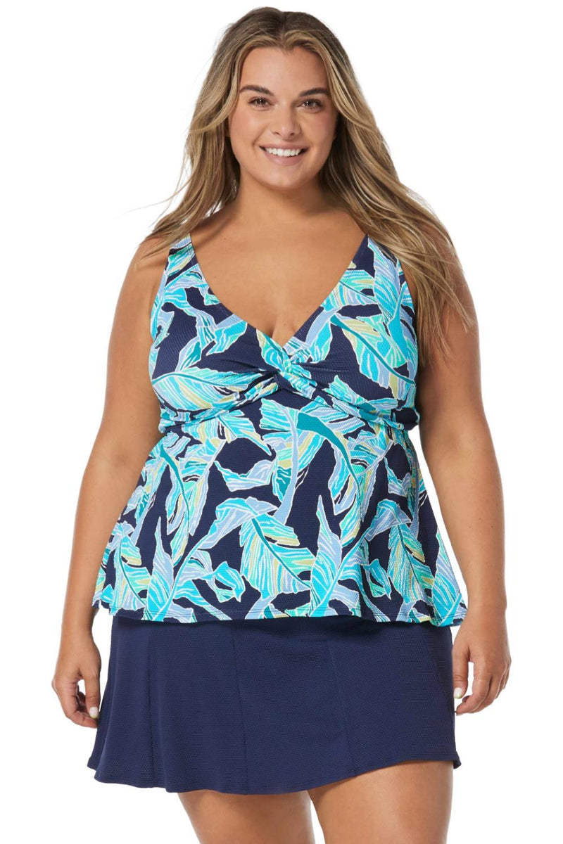 Beach House Women Seaglass Palm Willow Tankini, Admiral (HW2D371)