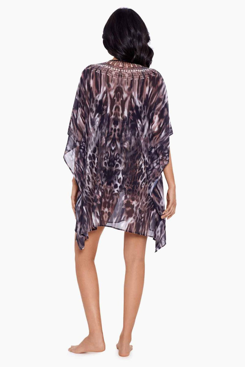 Miraclesuit Tempest Embellished Caftan Swim Cover-Up 6559602 Brown Multi