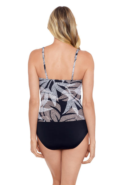 Shape Solver V-Neck Side Shirred Mio Swimsuit Dot Leaf 60200500