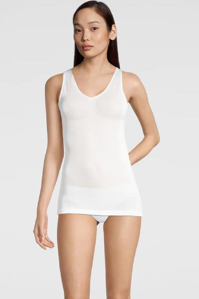 Oscalito Filoscozia® V Neck Tank Top Satin Trimming, White (542)