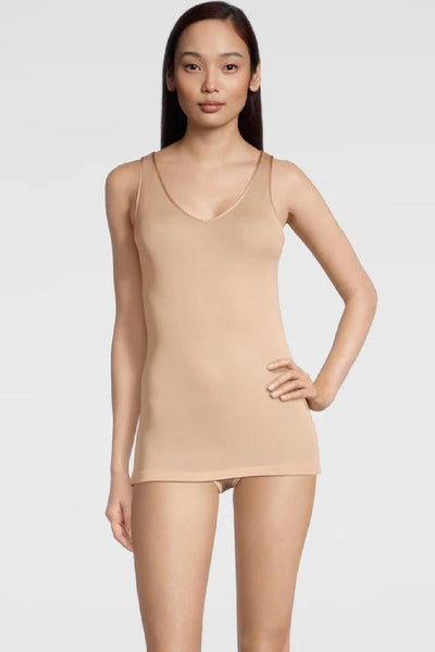 Oscalito Filoscozia® V Neck Tank Top Satin Trimming, Skin (542)
