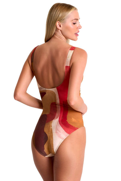 Shan Classic One Piece V-neck Swimsuit, Sunset (42510-02)