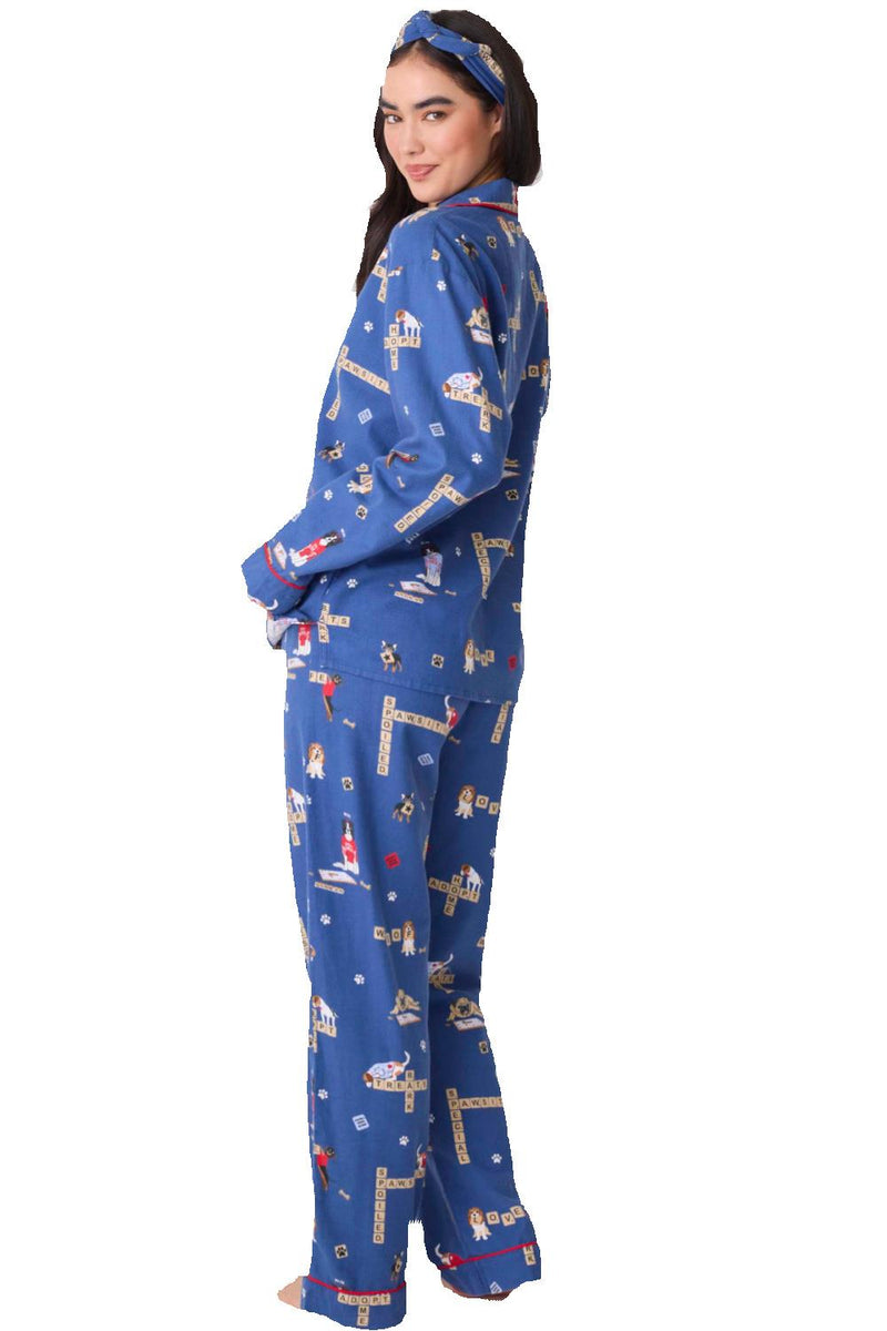 PJ Salvage Love Leo Dog Rescue Cozy Flannel PJ Set, Dark Denim (RPLOPJ-F24)