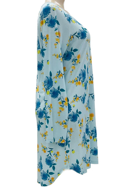 Cool Girl Blue Bells & Bliss Long Sleeve Night Shirt, Blue Floral (C225201)