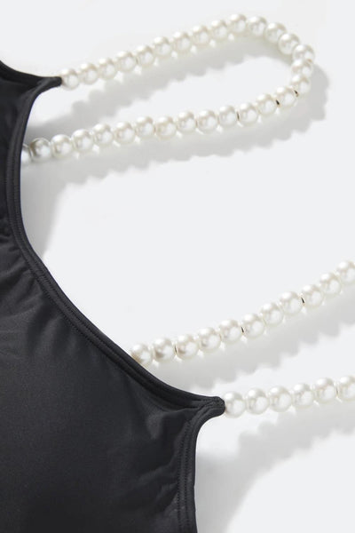 Kate Spade Pearl Strap One Piece Swimsuit, Black (S20486)