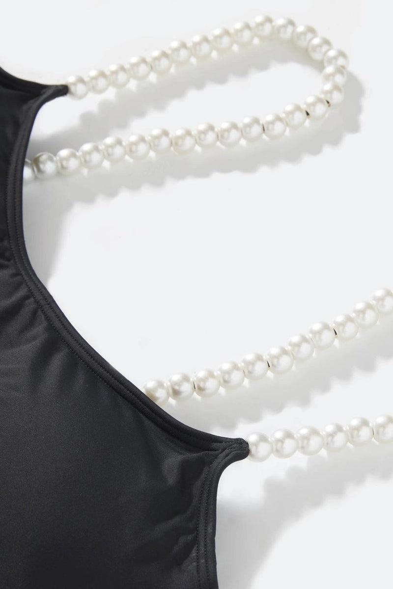 Kate Spade Pearl Strap One Piece Swimsuit, Black (S20486)