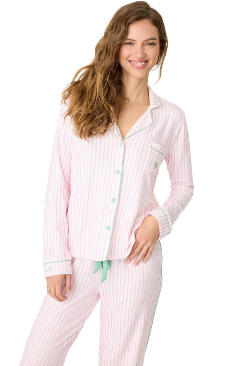 PJ Salvage Happiest On The Court Pickleball Striped PJ Set, Ivory (RSHCPJ-SP25)
