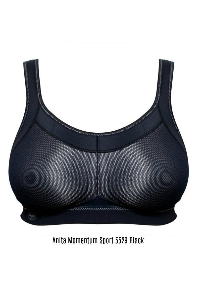Anita Women's Wire Free Sports Bra 5529 (2 Pack) – Maximum Support Full Figure Bra, Black & White, Size 44A