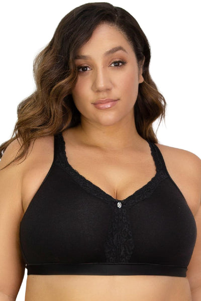 Curvy Couture Cotton Luxe Unlined Wireless Bra, Black/Black (1010)