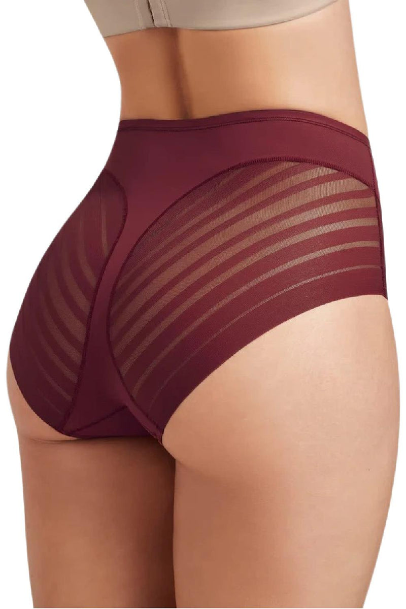 Leonisa Lace Stripe Undetectable Classic Shaper Panty 012903 Wine