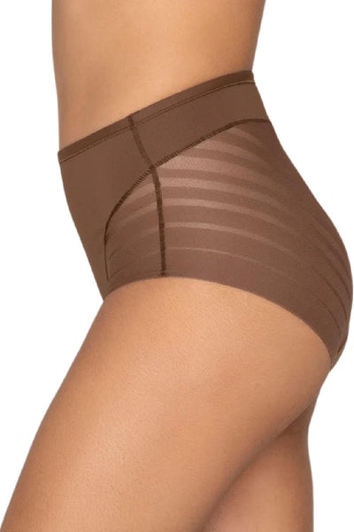 Leonisa Lace Stripe Undetectable Classic Shaper Panty, Dark Brown (012903)