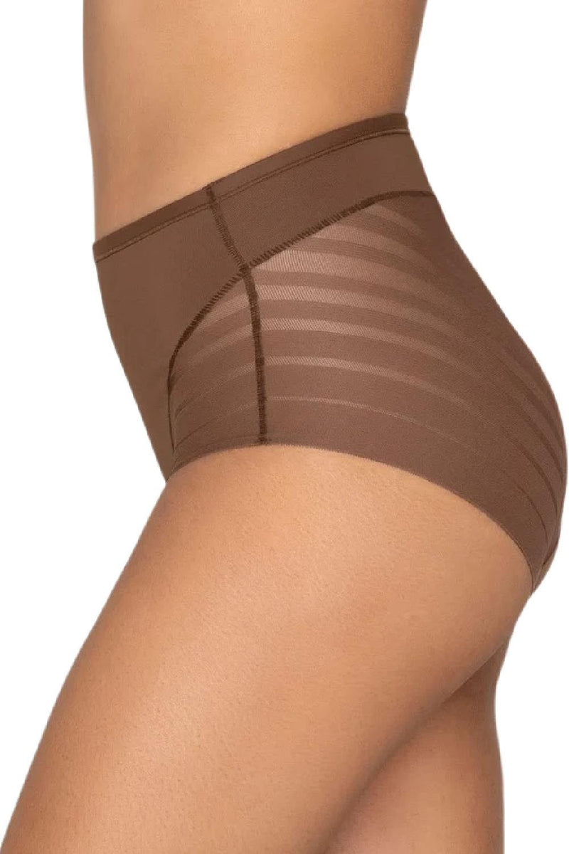 Leonisa Lace Stripe Undetectable Classic Shaper Panty, Dark Brown (012903)