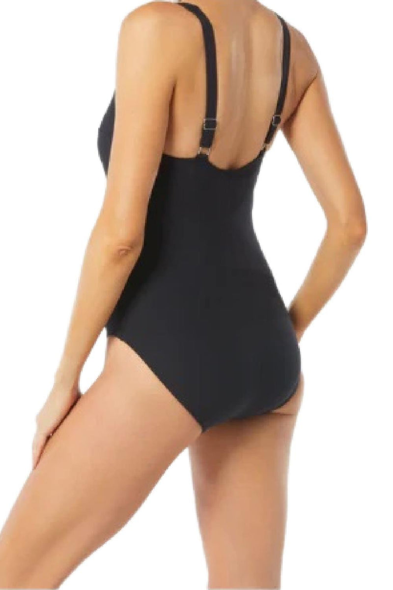 Gabar Chloratex Solids Twist Bra Swimsuit, Black G4H410