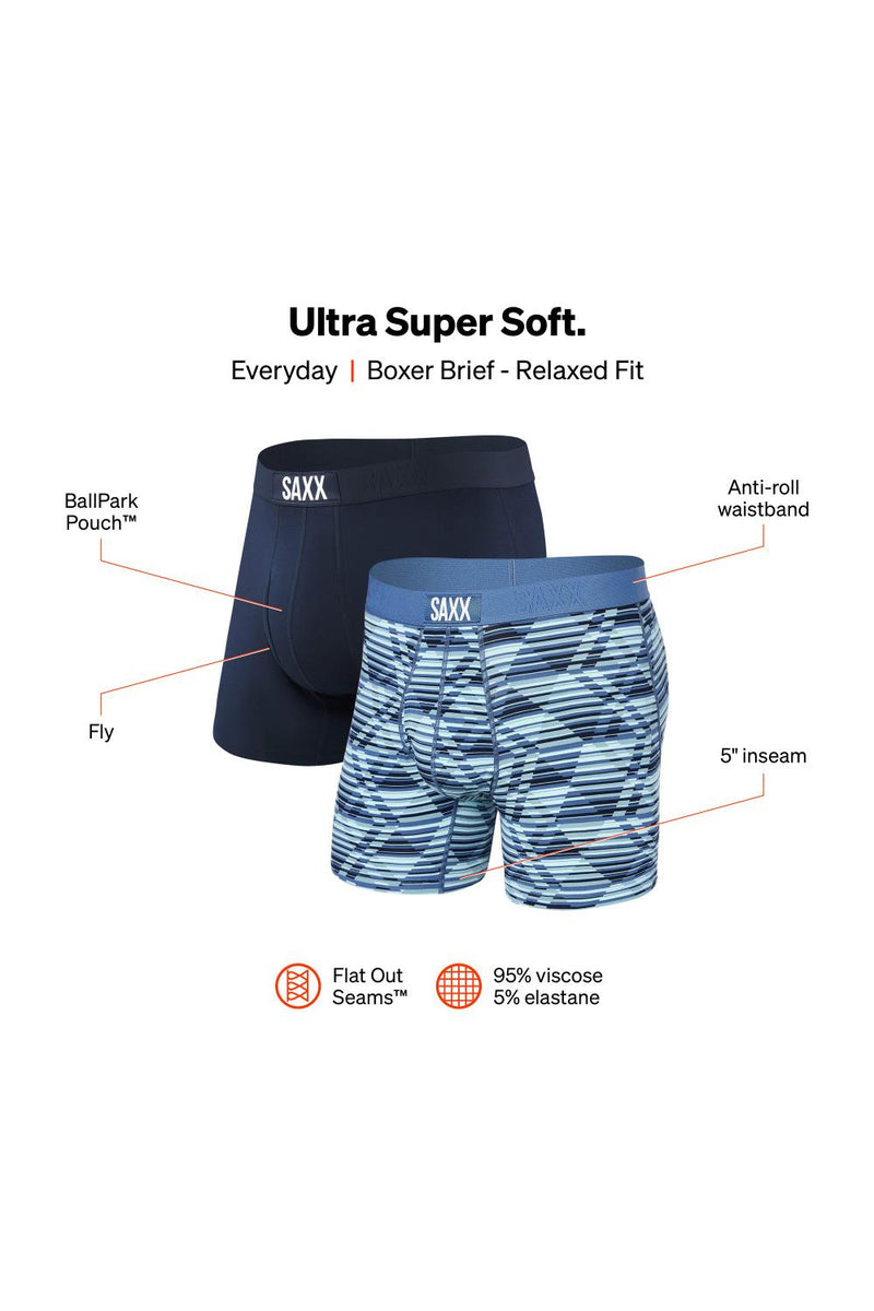 SAXX Ultra Boxer 2-Pack SXPP2U-DAN (Dazed Argyle/Navy)
