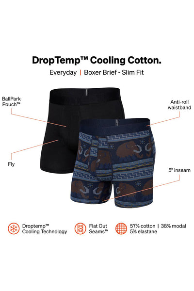 SAXX Droptemp Cooling Cotton Boxer Briefs 2 Pack SXPP2W-WMB