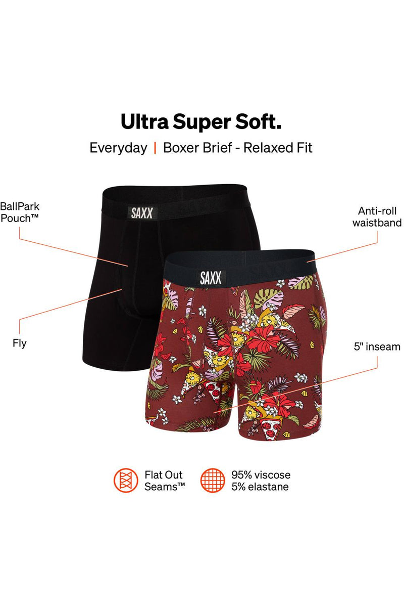 SAXX Ultra Boxer 2-Pack SXPP2U-HZB (Hawaiian Pizza/Black)