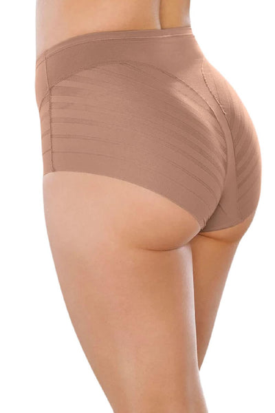 Leonisa Lace Stripe Undetectable Classic Shaper Panty, Brown (012903)