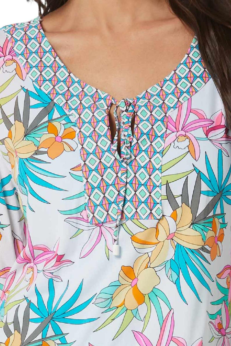 Beach House Swim Tropic Bloom Faye Kaftan, White (H3A592)
