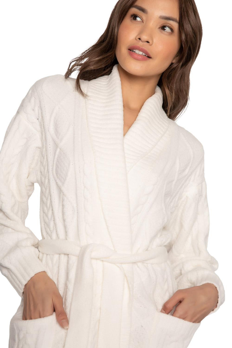 PJ Salvage Cable Knit Robe RKCKR Ivory