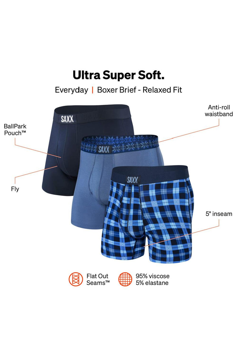 SAXX Ultra Boxer 3 Pack SXPP3U-MBS (Merry & Bright/Snowflake/Navy)