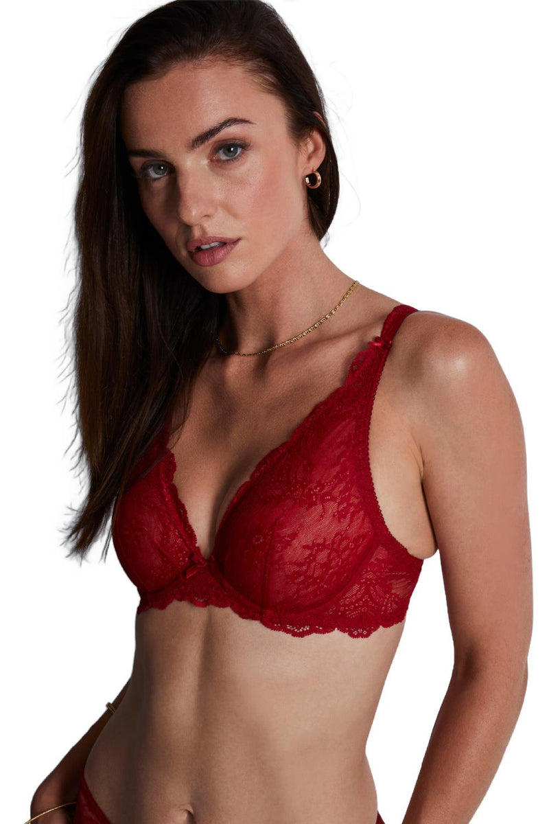 Aubade Danse Des Sens Underwired Triangle Plunge Bra, Irresistible Red (OG12)