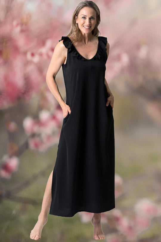 Cover Me Positano Sleeveless V-neck Long Dress, Black