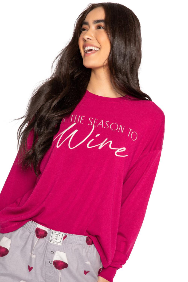 PJ Salvage Flannels Long Sleeve Top, Crimson (RKFLLS)