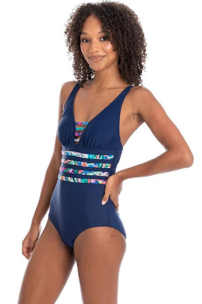 Togs Ravenna V-Neck Binding One Piece Swimsuit, Multi (PR11TH)