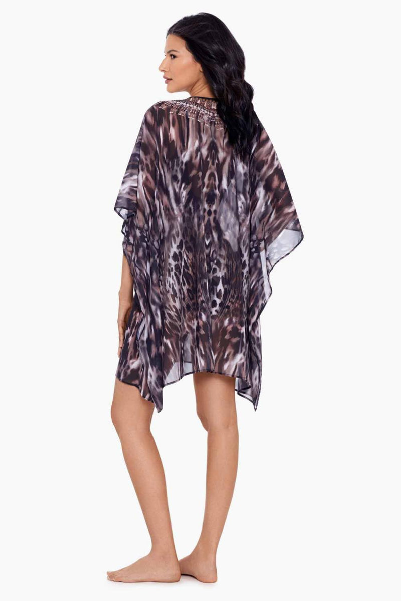 Miraclesuit Tempest Embellished Caftan Swim Cover-Up 6559602 Brown Multi