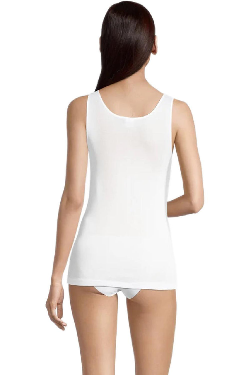 Oscalito Filoscozia® V Neck Tank Top Satin Trimming, White (542)