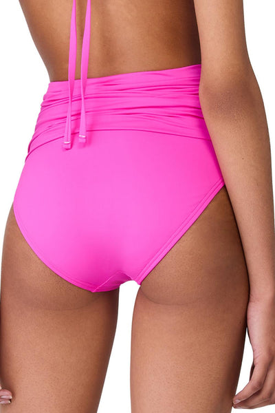 Kate Spade Swim Shirred High-waist Bikini Bottom, Vivid Snapdragon (S8C232)