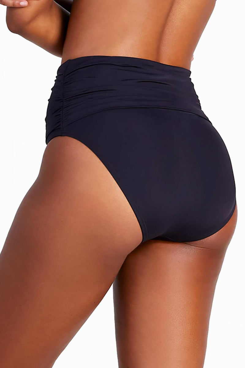 Kate Spade Swim Shirred High-waist Bikini Bottom, Black (S7C372)