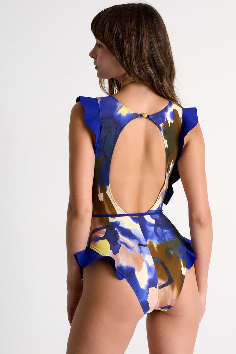 Shan High Neck Swimsuit with Ruffled Shoulders, Marrakech (42540-15)
