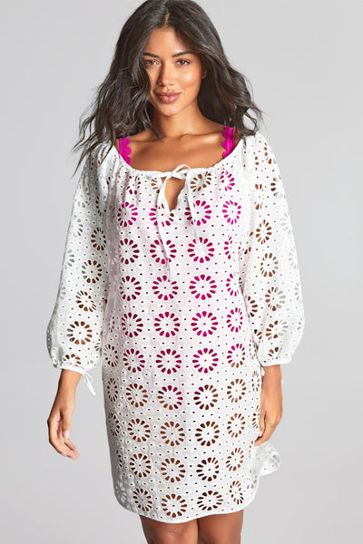 Panache Swim Daisy Short Beach Dress, White (SW2005)