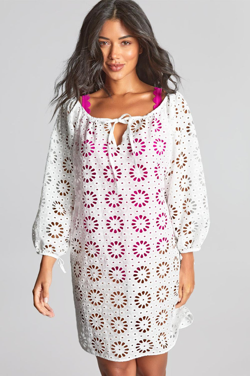 Panache Swim Daisy Short Beach Dress, White (SW2005)