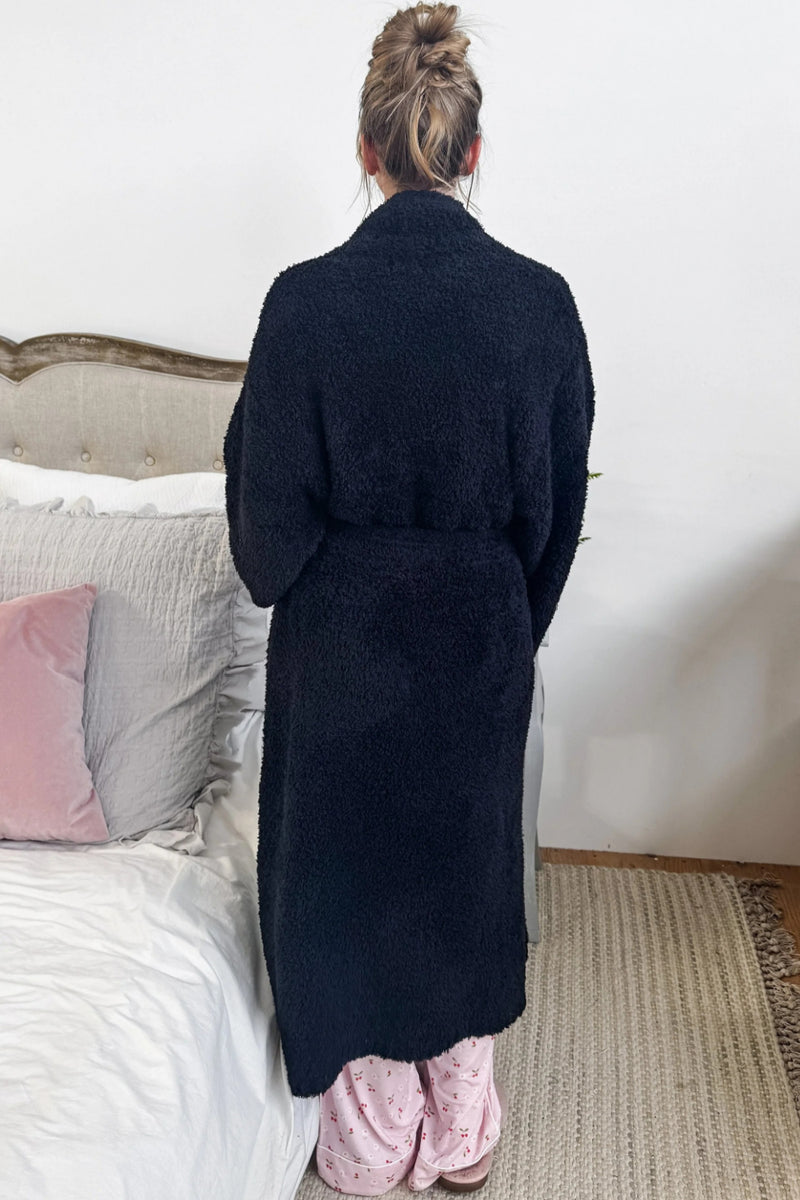 Cloud Nine Pajamas Cozy Plush Spa & Lounge Robe, Black (JM502)