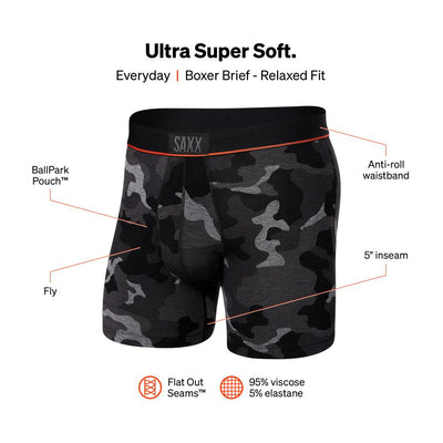 SAXX Ultra Open Fly Boxer SXBB30F-BGB (Black Budgie)