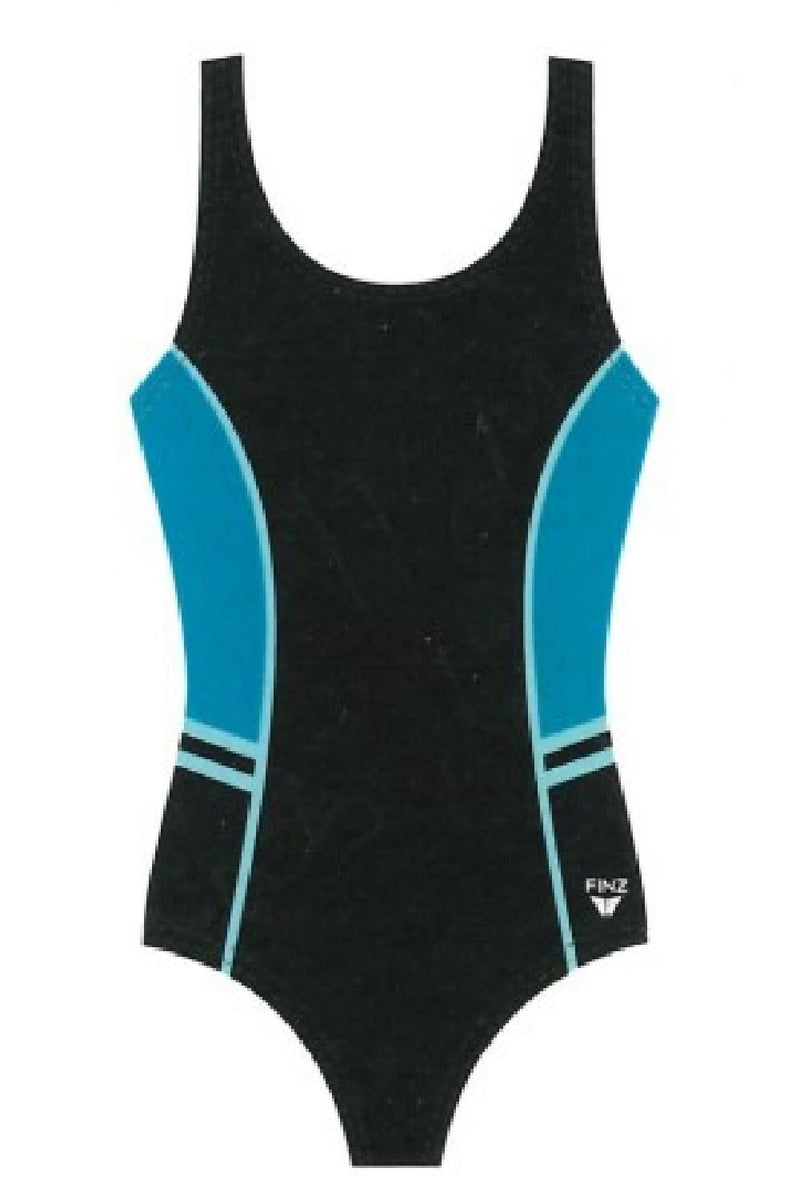 FINZ Chlorine Resistant Splice Swimsuit, Black/Blue (FZW9407)