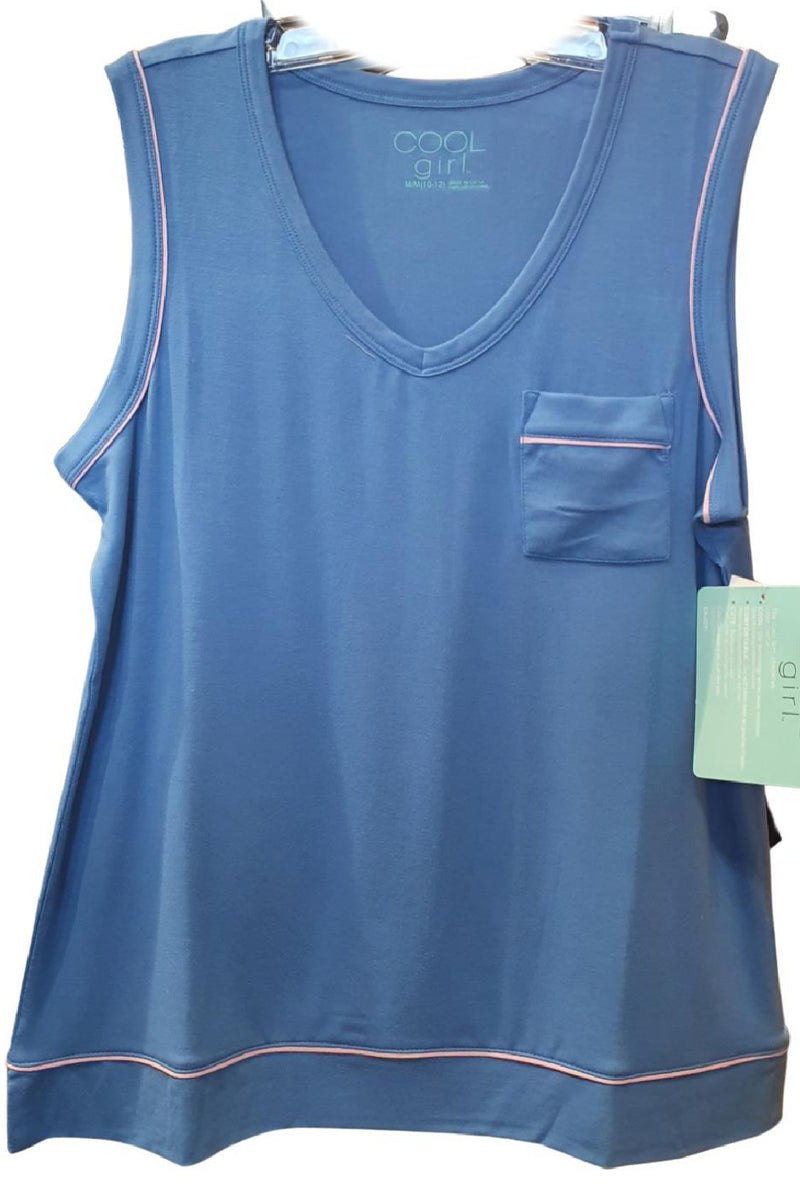 Cool Girl Key Biscayne Sleep Tank Top, Blue (C221102)