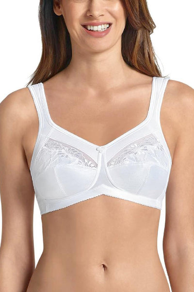 Anita Safina Embroidered Wire-free Mastectomy Bra, White (5349X)